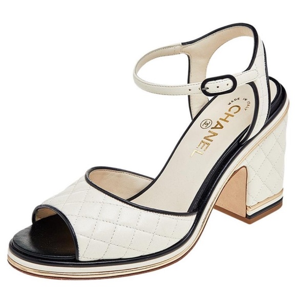 Chanel QUILTED LEATHER SANDALS CHANEL Matelasse Ankle
Strap Sandals Cream - Picture 1 of 8